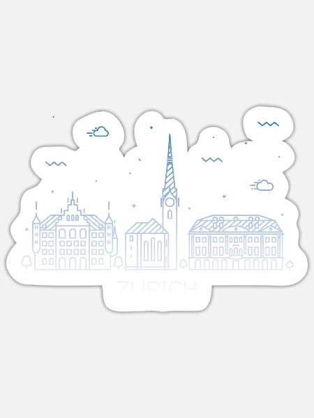 Zürich Skyline - Sticker Größe S (10 x 10 cm) - Mattweiß