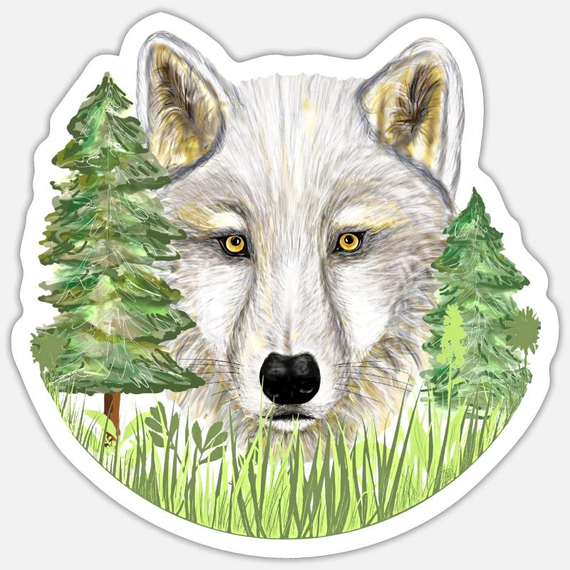 Wolf - Sticker Größe S (10 x 10 cm) - Mattweiß