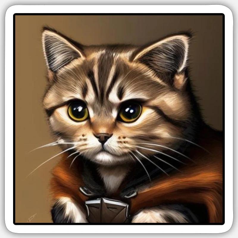 Coole Katze 2 - Sticker Größe S (10 x 10 cm) - Mattweiß