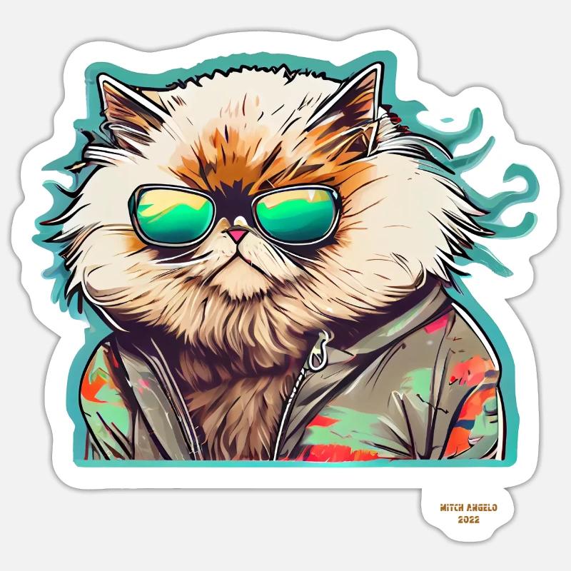 Cool Compagnon - 16 - Chat Persan - Sticker taille S (10 x 10 cm) - blanc mat