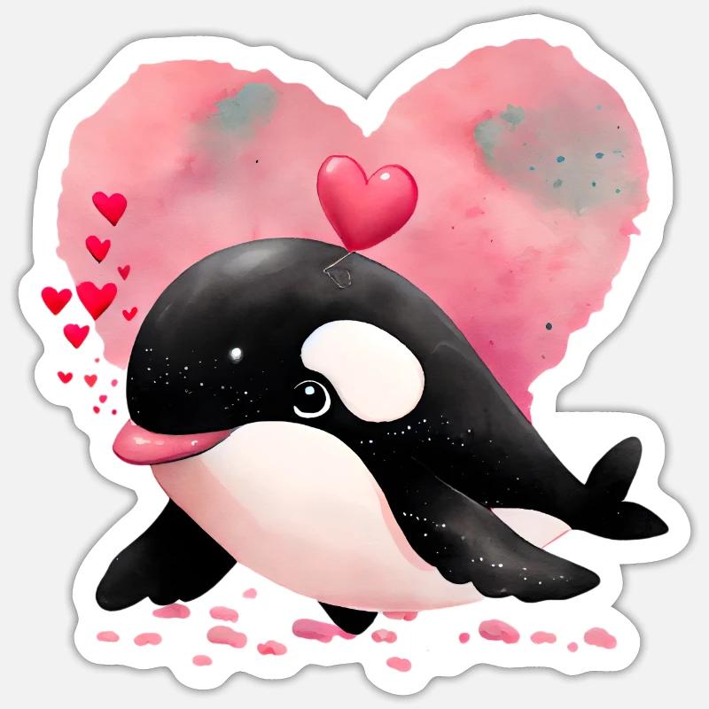Wal Valentinstag Geschenk - Sticker Größe S (10 x 10 cm) - Mattweiß