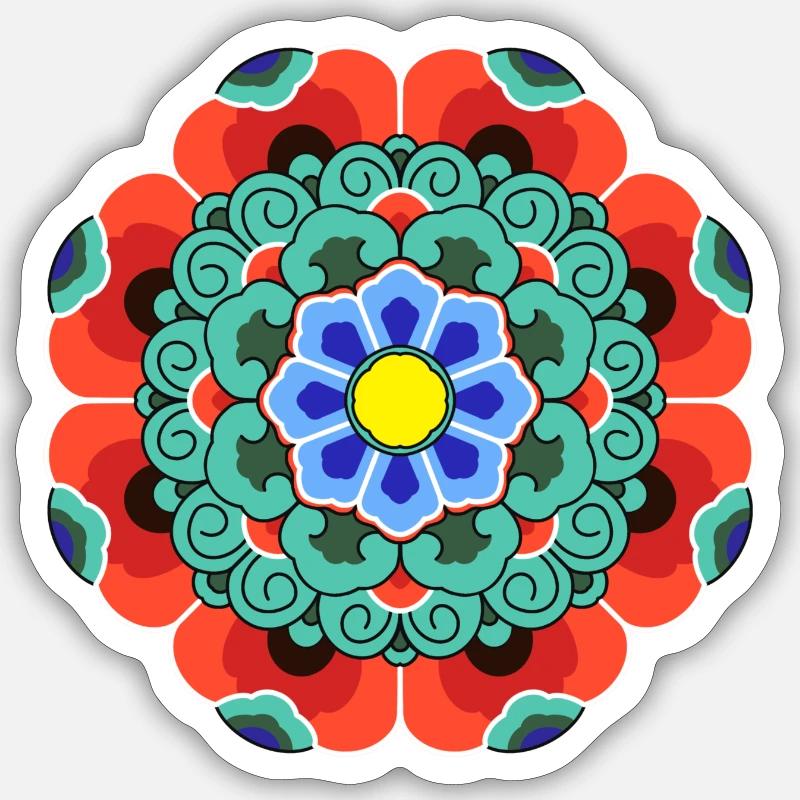 Dancheong 단청 - single - Sticker taille S (10 x 10 cm) - blanc mat