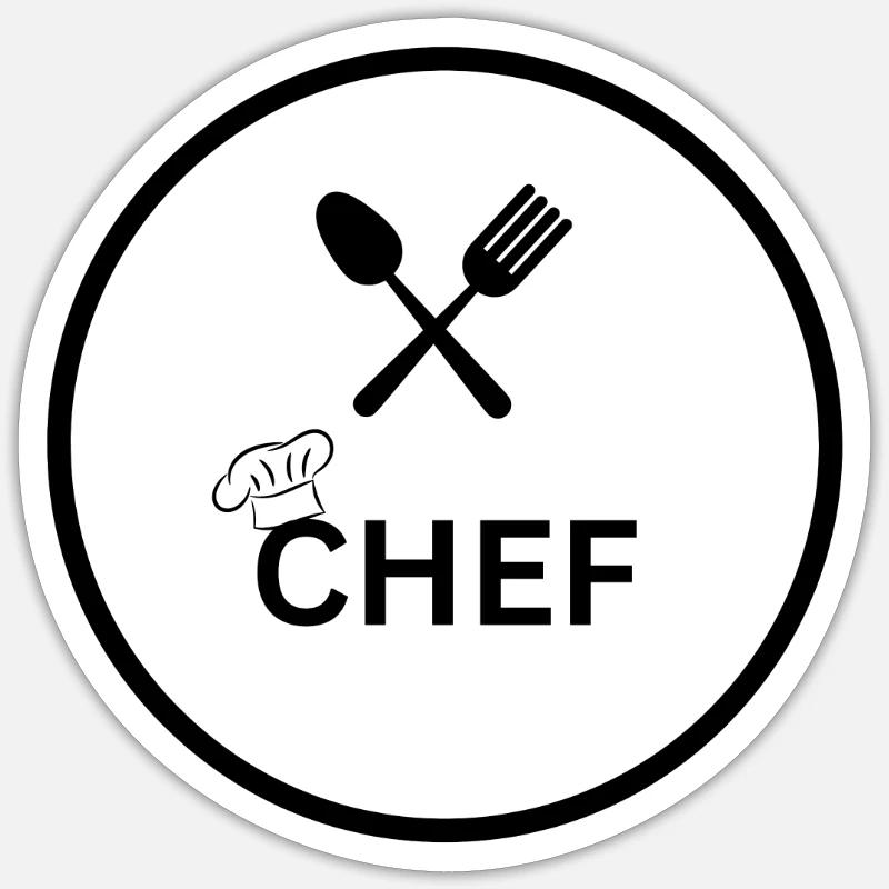 Coocking Chef - Sticker taille S (10 x 10 cm) - blanc mat