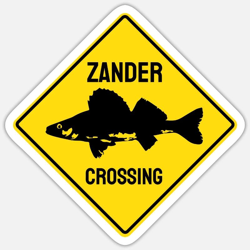 ZANDER CROSSING - Anglergeschenk - Pesca - Sticker formato S (10 x 10 cm) - bianco opaco