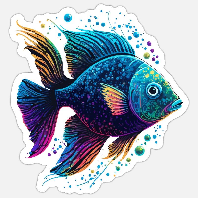 Regenbogenfisch - Sticker Größe S (10 x 10 cm) - Mattweiß