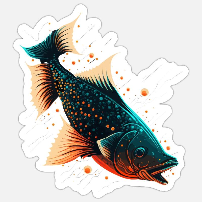 Amour du poisson - Sticker taille S (10 x 10 cm) - blanc mat