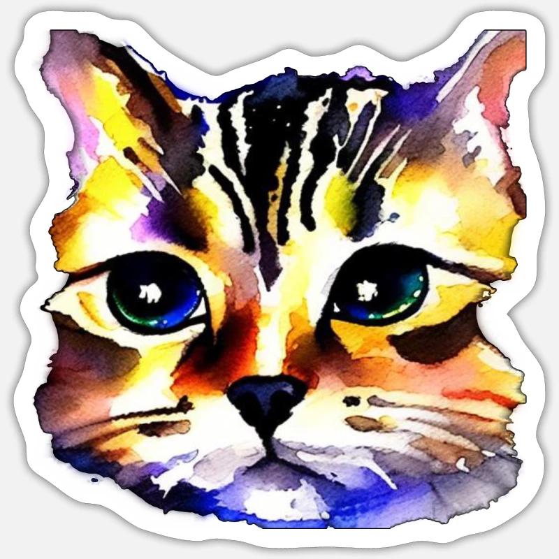 Katzengesicht 4 - Sticker Größe S (10 x 10 cm) - Mattweiß