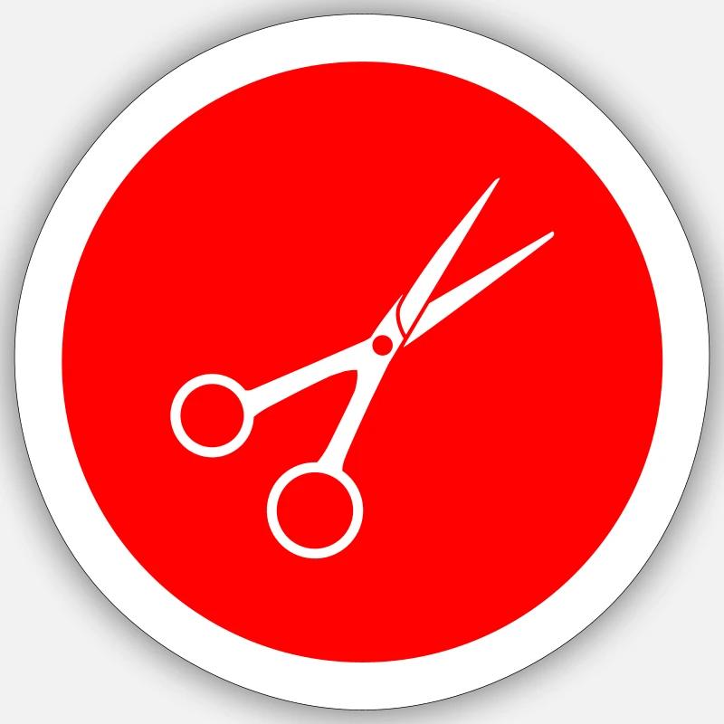 Ciseaux Barber Circle - Sticker taille S (10 x 10 cm) - blanc mat