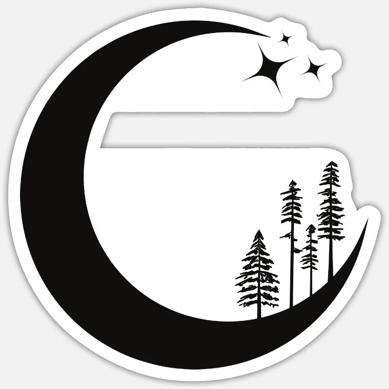 Celestial Moon pines tree Sticker size S (10 x 10 cm)
