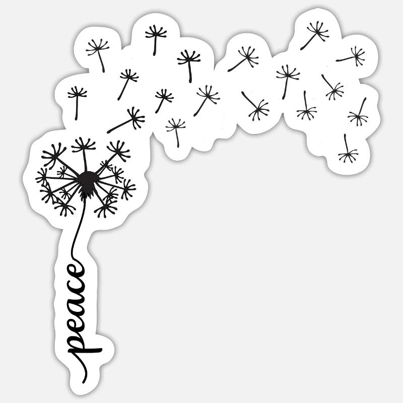 Conception du pissenlit Peace - Sticker taille S (10 x 10 cm) - blanc mat