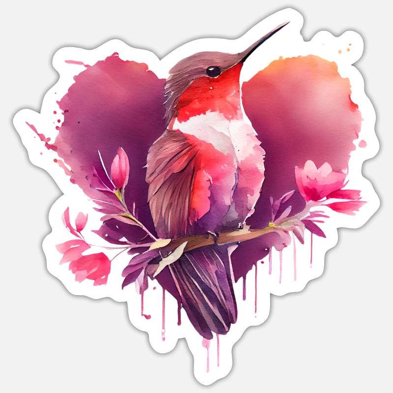 Cadeau de Saint-Valentin Bird - Sticker taille S (10 x 10 cm) - blanc mat