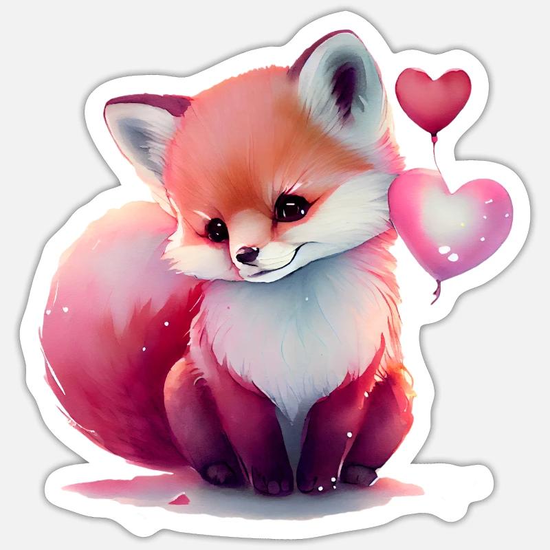 Cadeau de Saint-Valentin Fox - Sticker taille S (10 x 10 cm) - blanc mat