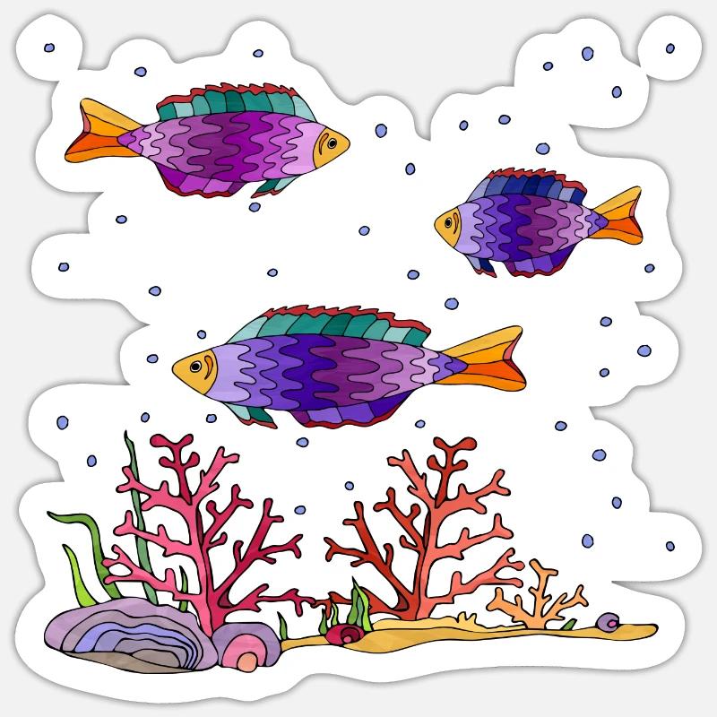 Fische - Sticker Größe S (10 x 10 cm) - Mattweiß