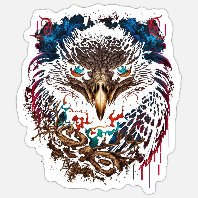 Adler | Adlerkopf | Eagle | 3D Effekt - Sticker Größe S (10 x 10 cm) - Mattweiß