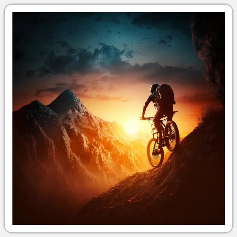 Downhill Graphic Sunset Valley Descent - Sticker size S (10 x 10 cm) - white matte