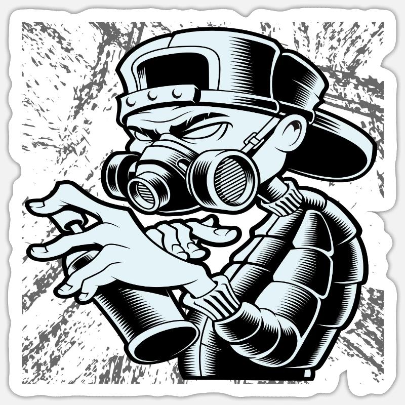 Abstract Graffiti Mann - Sticker Größe S (10 x 10 cm) - Mattweiß