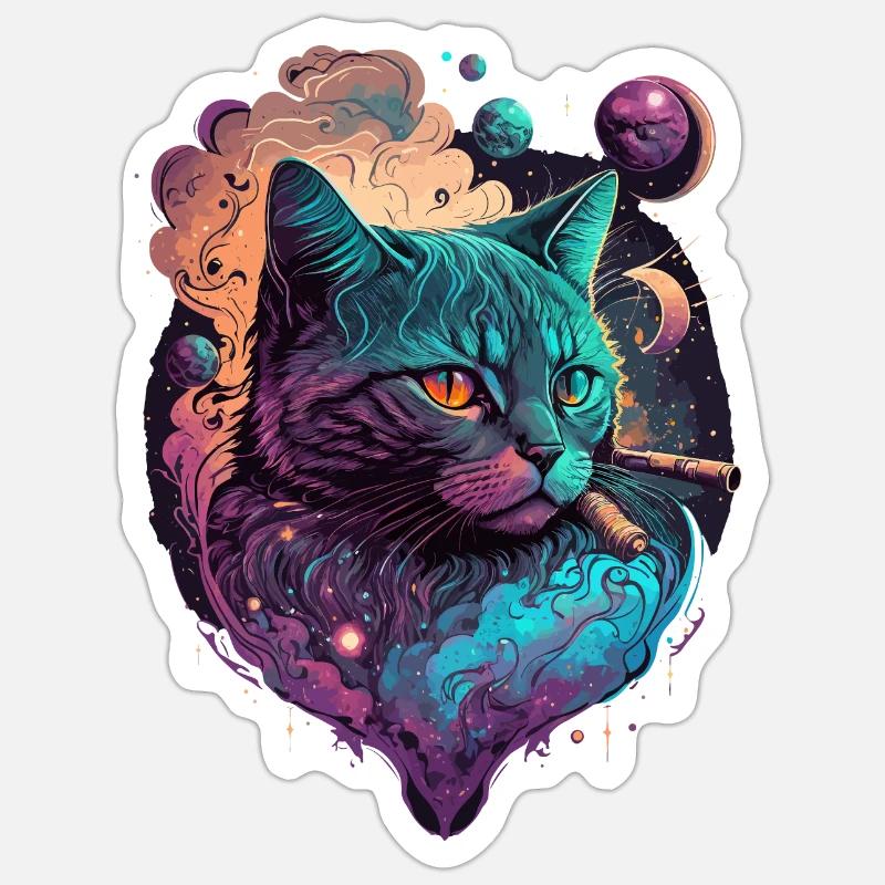 Chat sympa - Sticker taille S (10 x 10 cm) - blanc mat