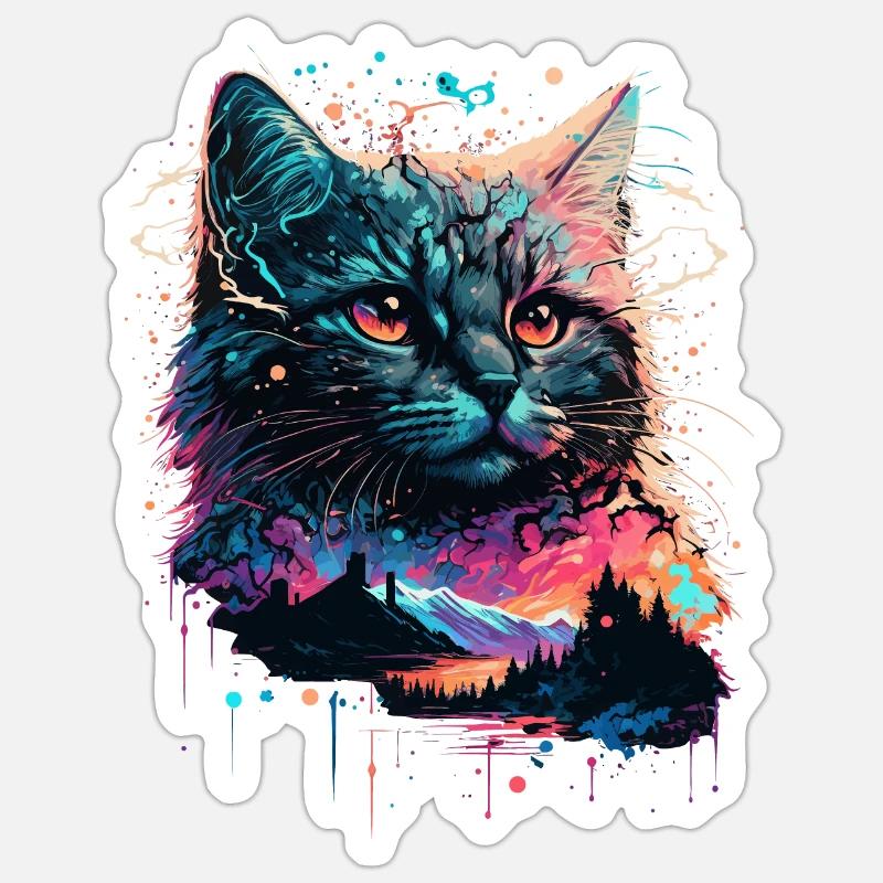 Chat de jeu - Sticker taille S (10 x 10 cm) - blanc mat