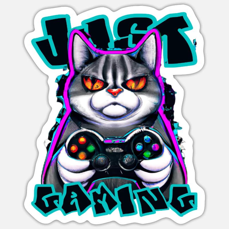 Gamingcat - Sticker taille S (10 x 10 cm) - blanc mat