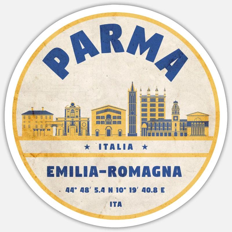 Parma Skyline Emilia Romagna Sticker - Sticker Größe S (10 x 10 cm) - Mattweiß