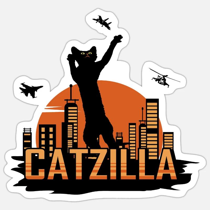 Catzilla - Sticker size S (10 x 10 cm) - white matte