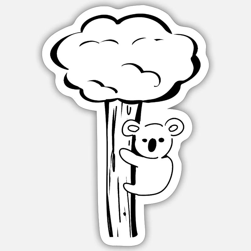 Koala Tier Baum klettern - Sticker Größe S (10 x 10 cm) - Mattweiß