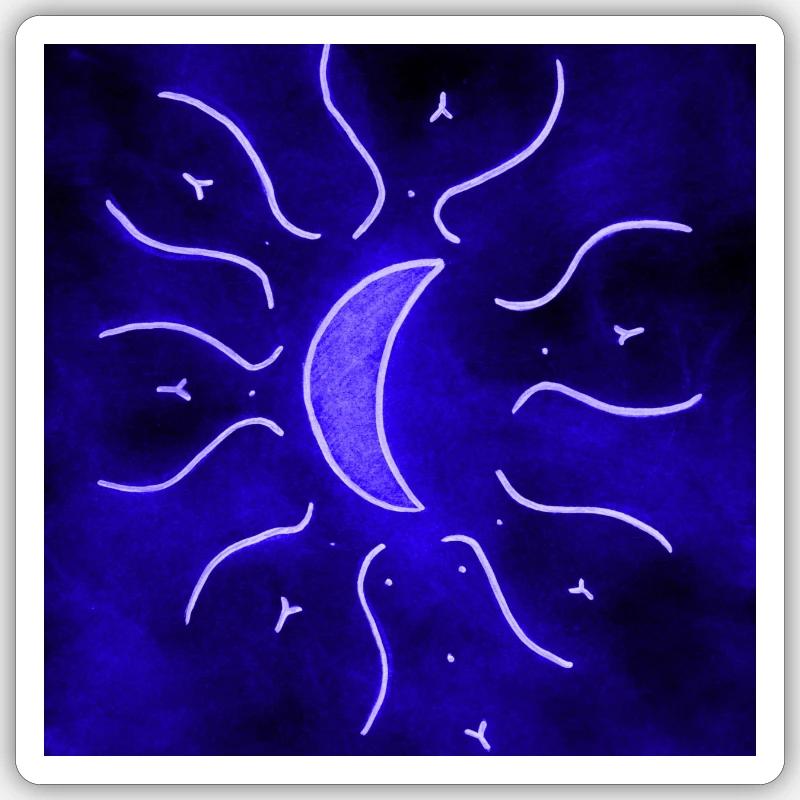 MANDALA LUNE ÉLECTRIQUE - Sticker taille S (10 x 10 cm) - blanc mat