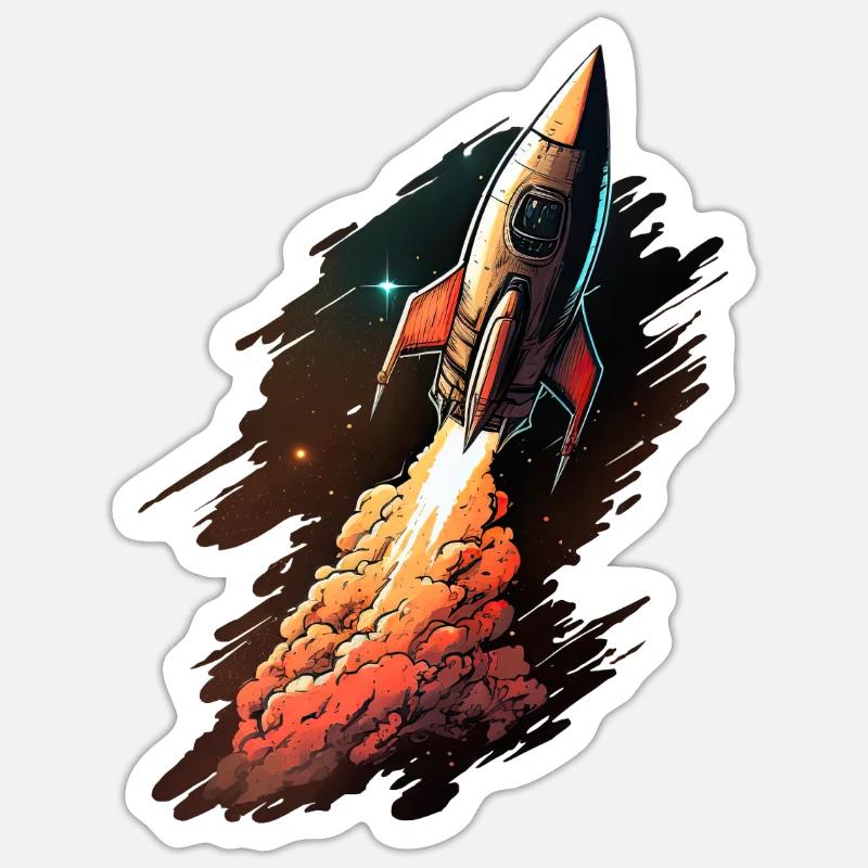 Retro Space Rocket - Sticker size S (10 x 10 cm) - white matte