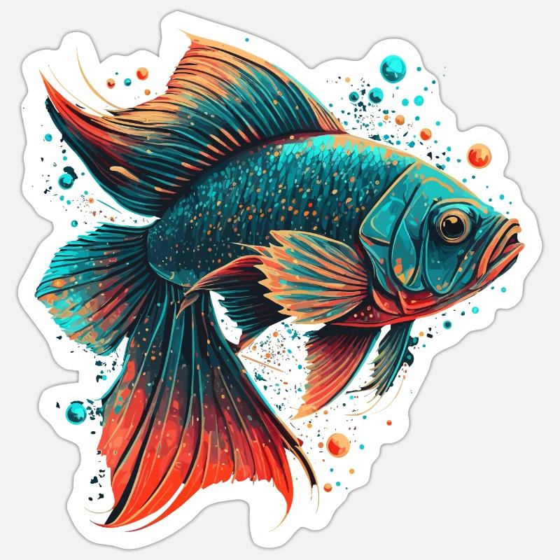 Red Blue Fish Sticker size S (10 x 10 cm)