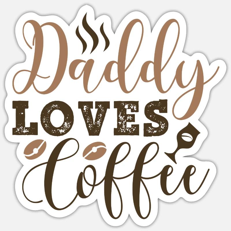 Papa aime le café - Sticker taille S (10 x 10 cm) - blanc mat
