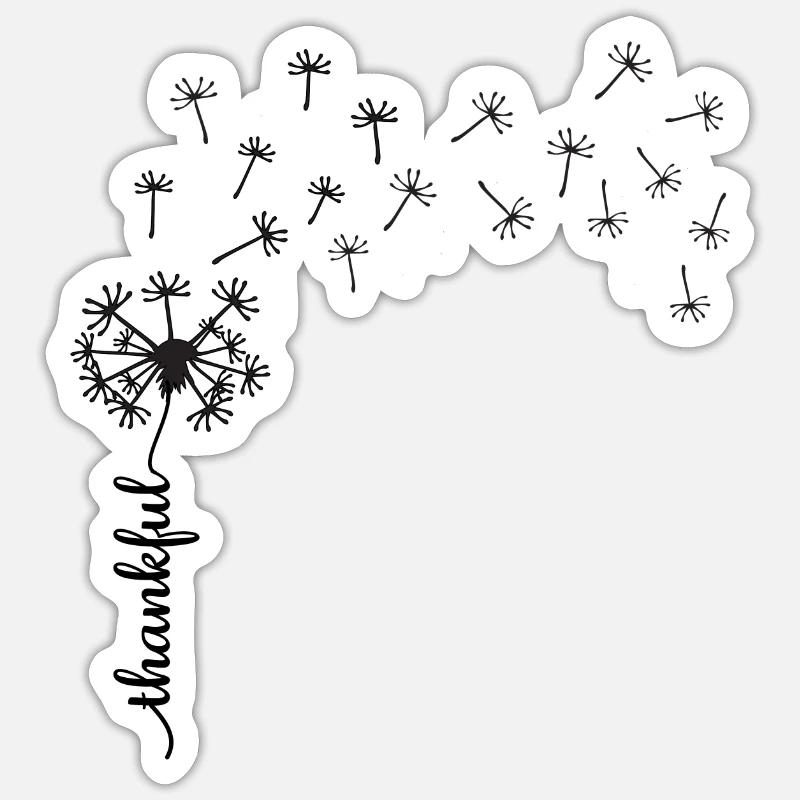 Conception de pissenlit reconnaissant - Sticker taille S (10 x 10 cm) - blanc mat