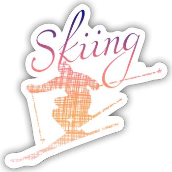Skiing Ski - Sticker Größe S (10 x 10 cm) - Mattweiß - Vorne