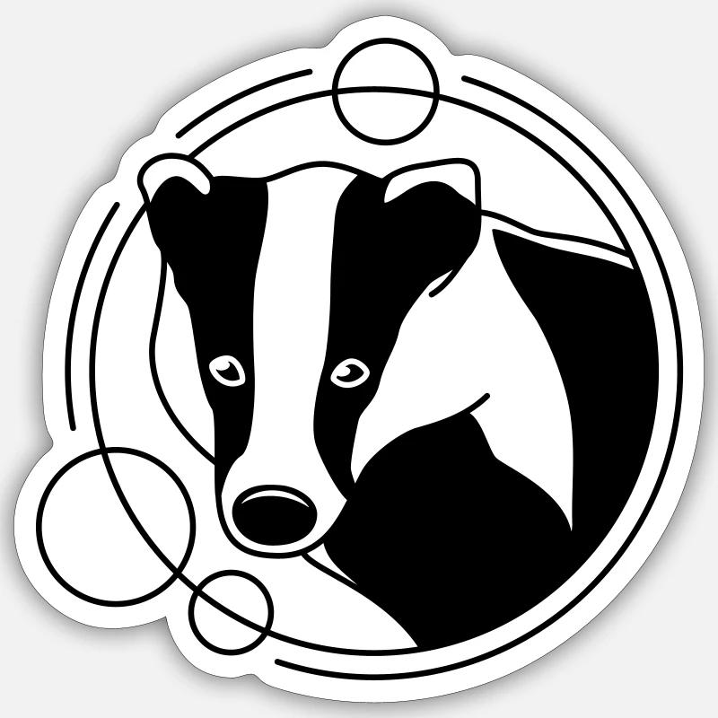 Dachs in geometrischer Form - Line-Art-Design Sticker Größe S (10 x 10 cm)