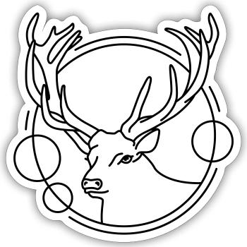 Cerf en forme géométrique - Conception d’art au trait - Sticker taille S (10 x 10 cm) - blanc mat - Devant