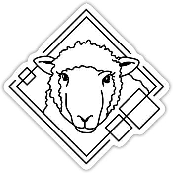 Moutons en forme géométrique - Conception d’art au trait - Sticker taille S (10 x 10 cm) - blanc mat - Devant
