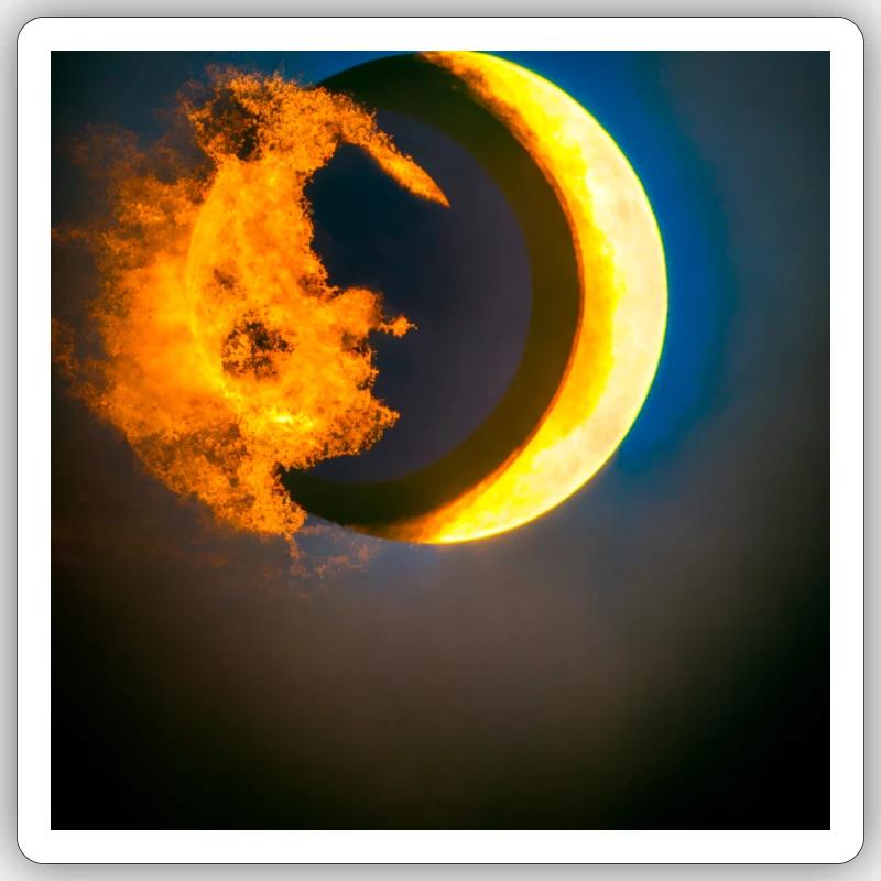 eclipse abstract fire moon Sticker Größe S (10 x 10 cm)