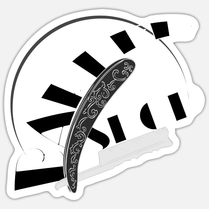 Barbier Barbe à raser - Sticker taille S (10 x 10 cm) - blanc mat