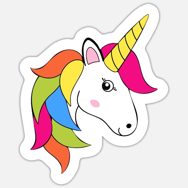 Sticker licorne multicolore souriant - Sticker taille S (10 x 10 cm) - blanc mat