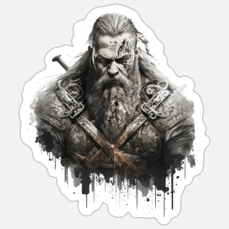 Wikinger Krieger Wikingerzeit - Sticker Größe S (10 x 10 cm) - Mattweiß