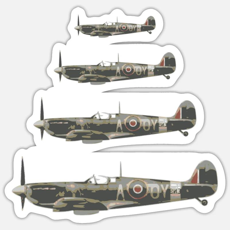 Spitfire Fighter Pilot - Retro Gift Pilot Sticker size S (10 x 10 cm)