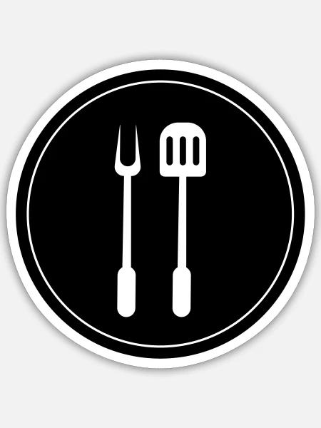 Grillzange Grillen Symbol - Sticker Größe S (10 x 10 cm) - Mattweiß