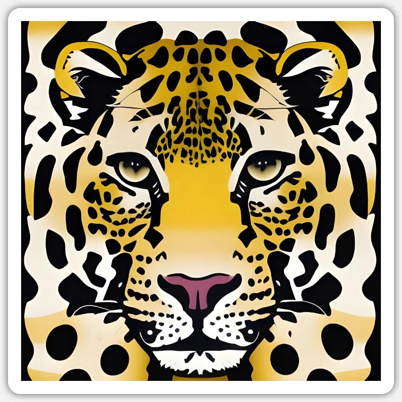 Chat guépard léopard - Sticker taille S (10 x 10 cm) - blanc mat