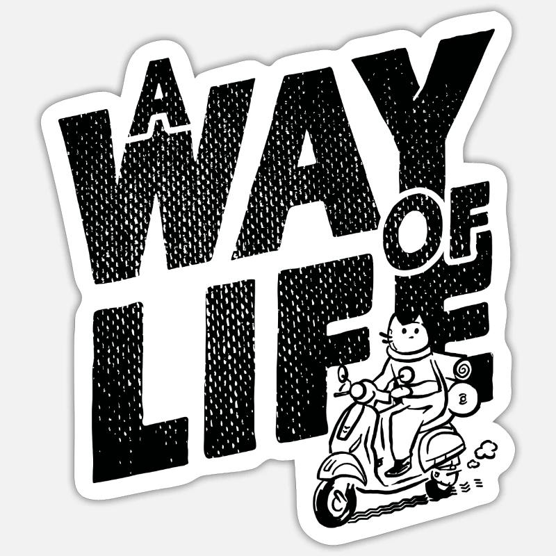 Cruising Katze - Ein Lebensgefühl - Sticker Größe S (10 x 10 cm) - Mattweiß