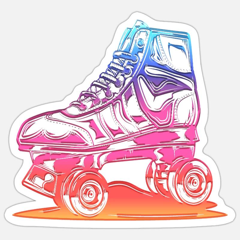 rollerblades rollerblade skates rollerskates retro - Sticker size S (10 x 10 cm) - white matte