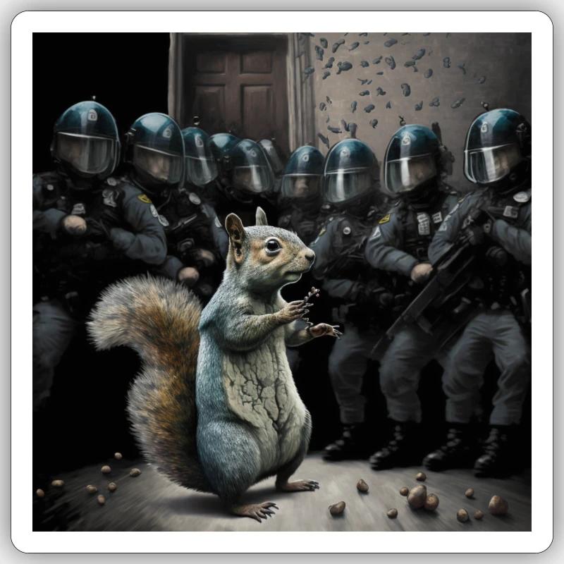 Ein Eichhörnchen probt den Aufstand Sticker Größe S (10 x 10 cm)