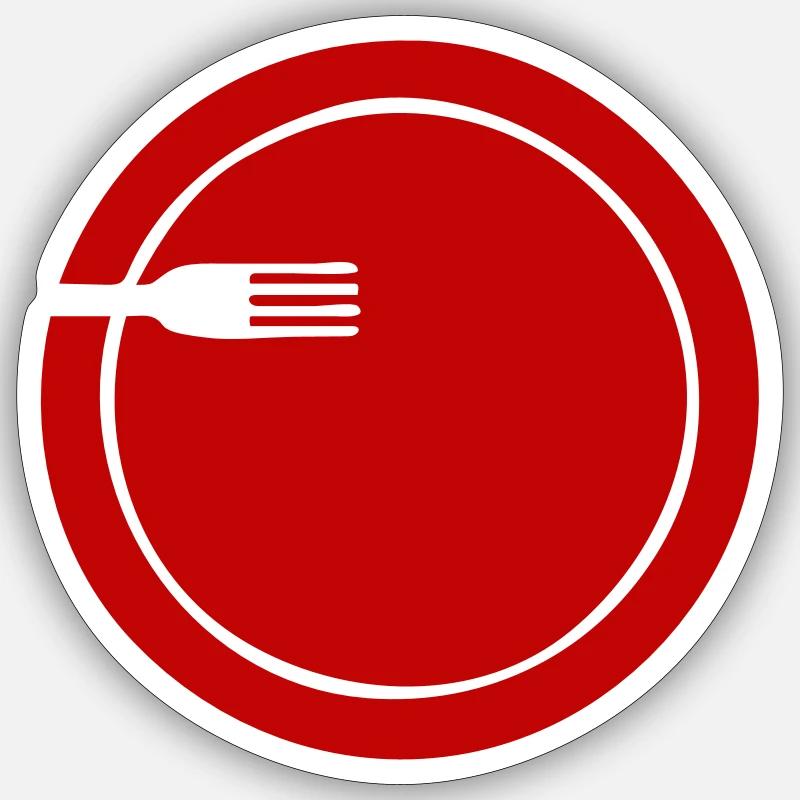 Plaque avec fourche simplifiée | Graphique vectoriel Sticker taille S (10 x 10 cm)