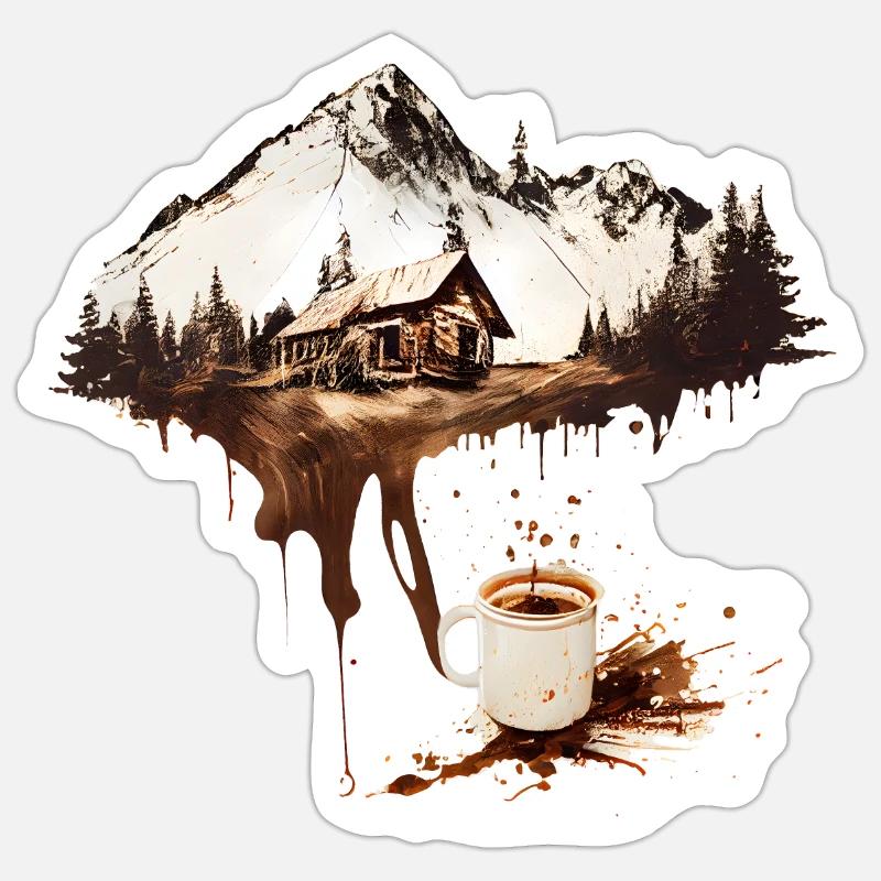Éclaboussure de café - Sticker taille S (10 x 10 cm) - blanc mat