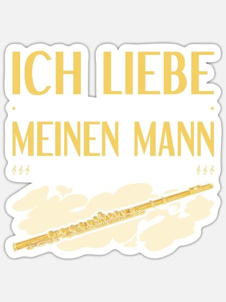 Querflöte Ehefrau Spruch, Flöte Spieler Flötistin - Sticker Größe S (10 x 10 cm) - Mattweiß