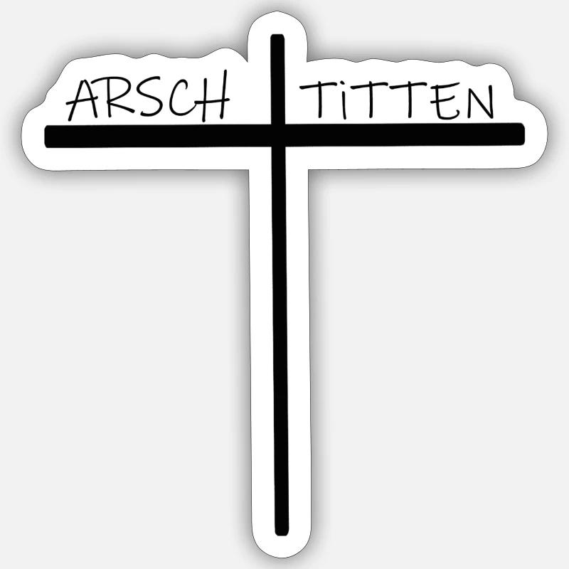 Arsch oder Titten - Sticker Größe S (10 x 10 cm) - Mattweiß