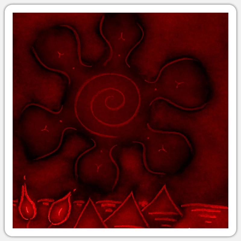 SUN ON RED PYRAMIDS - Sticker size S (10 x 10 cm) - white matte